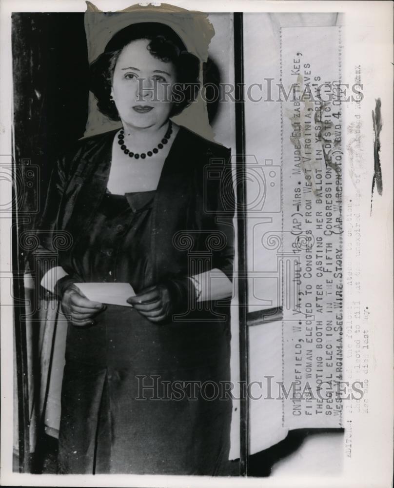 1951 Wire Photo Mrs. Maude Elizabeth Kee, first woman elected to Congress - Historic Images