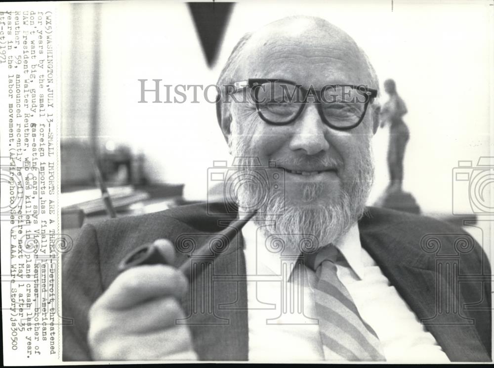 1971 Wire Photo Victor Reuther, brother of Walter Reuther - cvw04860 - Historic Images