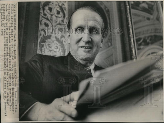 1970 Wire Photo Sen. James B. Allen flashes a little smile at the Capitol today - Historic Images