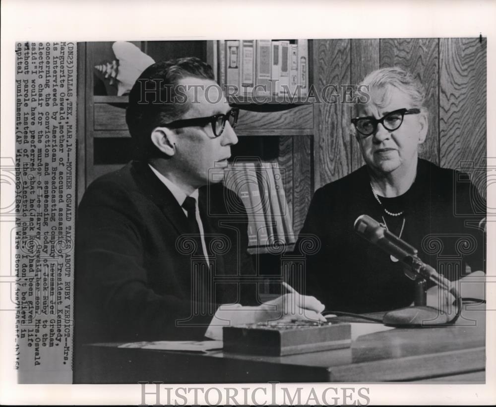 1964 Wire Photo Mrs.M.Oswald Interviewed by American Broadcasting Co.Joe Graham - Historic Images