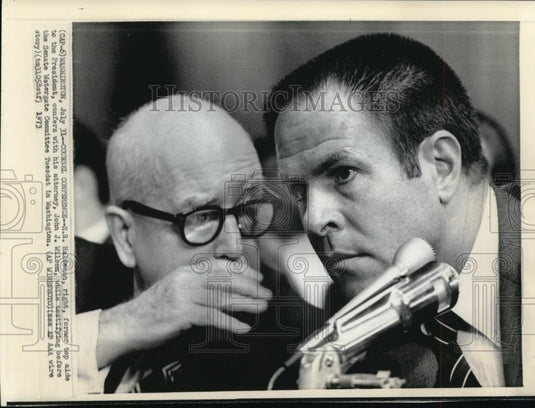 1973 Wire Photo H.R. Haldeman, former top side to the President, confers with - Historic Images