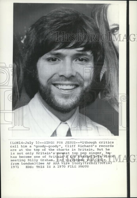 1971 Wire Photo Cliff Richard as Britain's evangelists - cvw05306 - Historic Images