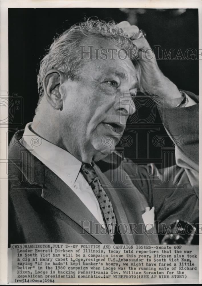 1969 Wire Photo Senator Everett McKinley Dirksen, Republican Majority leader - Historic Images