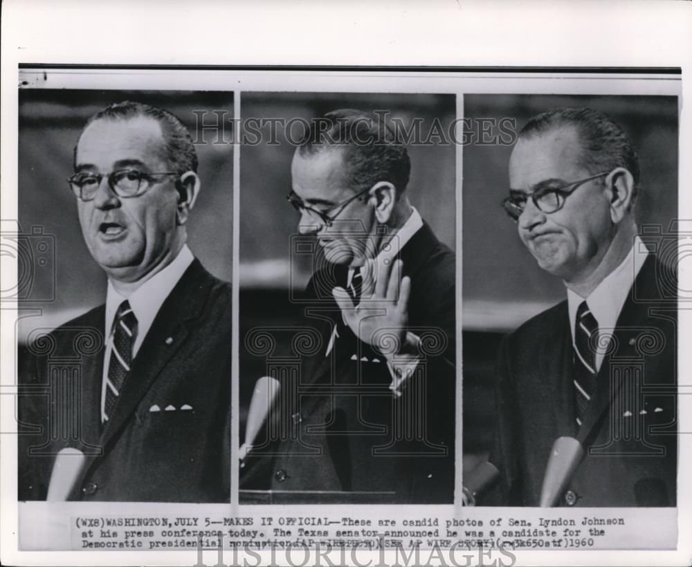 1960 Wire Photo Senator Lyndon Johnson on Democratic presidential nomination - Historic Images