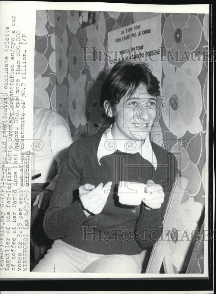 1974 Wire Photo Presidential candidate, Arlette Laguiller - cvw04109 - Historic Images