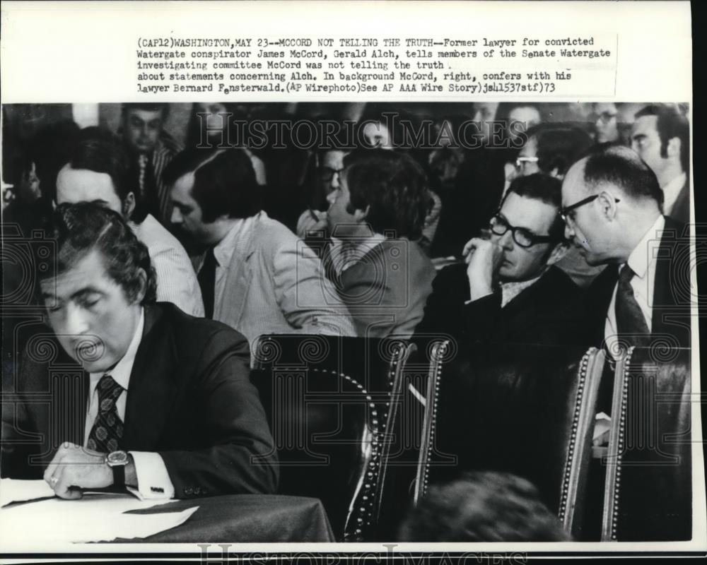 1973 Wire Photo Watergate conspirator lawyer Gerald Alch at the Senate - Historic Images
