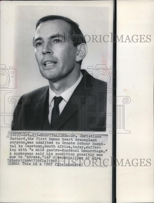 1968 Wire Photo Dr. Christian Bernard, first human heart transplant surgeon - Historic Images