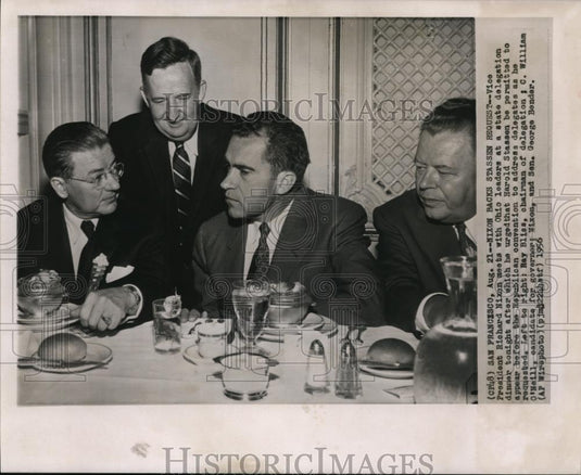1956 Wire Photo Vice President Richard Nixon meets with Ohio leaders in Sanfo - Historic Images