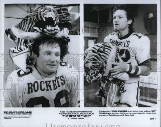 1986 Press Photo Robin Williams & Kurt Russell in The Best of Times - cvp30869 - Historic Images