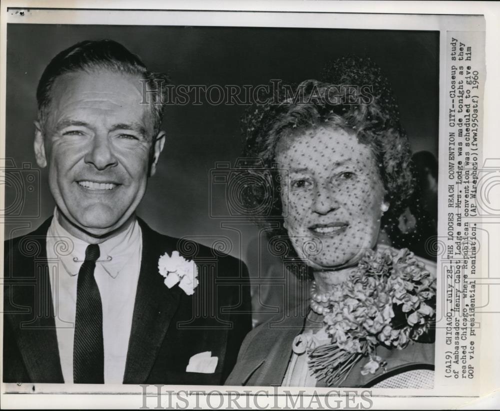 1960 Wire Photo Ambassador Henry Cabot Lodge and Mrs Lodge on vice presidential - Historic Images