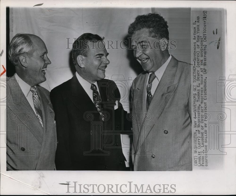 1953 Wire Photo Govs Arthur B. Langlie, Thomas E. Dewey &amp; Frank J. Lausche - Historic Images