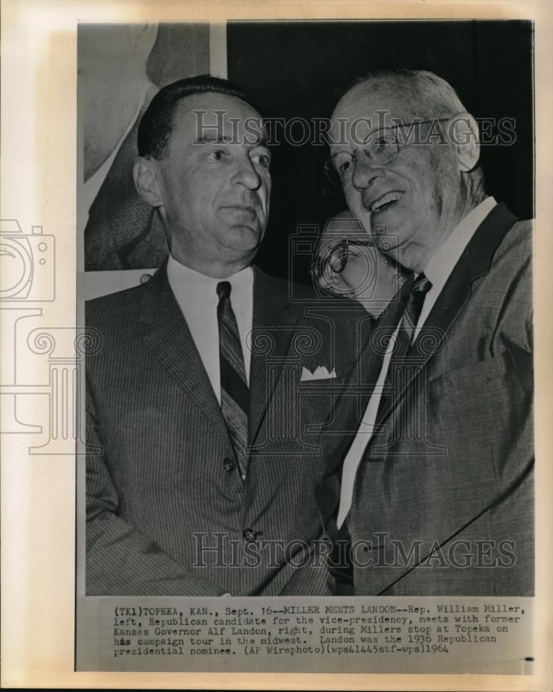 1904 Wire Photo Miller meets Landon at Topeka on his campaign tour in midwest - Historic Images