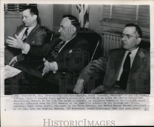 1950 Wire Photo President of the CIO Textile Workers, Emil Rieve - cvw05154 - Historic Images