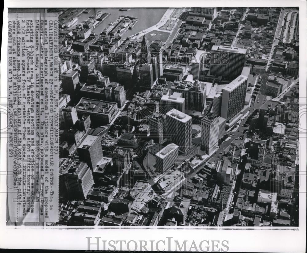 1958 Wire Photo The aerial photo of Downtown Baltimore  - cvw01591 - Historic Images