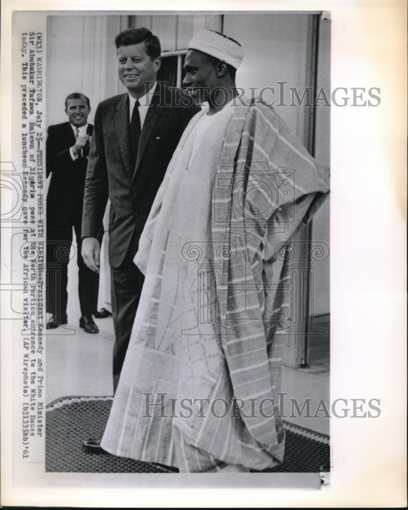 1961 Wire Photo President Kennedy with Prime Minister Abubakar Tafawa - Historic Images
