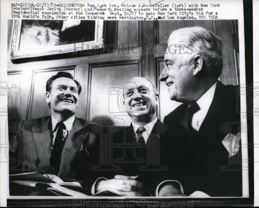 1959 Press Photo Gov Rockefeller appears in Washington to bid for World Fair - Historic Images