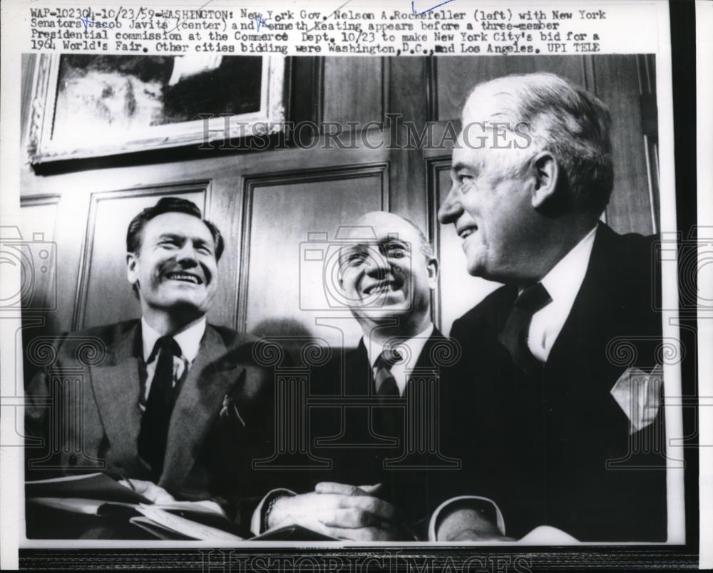 1959 Press Photo Gov Rockefeller appears in Washington to bid for Worl ...