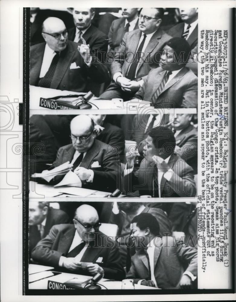 1961 Press Photo Belgian Dep Premier Paul Henri Spaak and Congolese Min Bomboko - Historic Images
