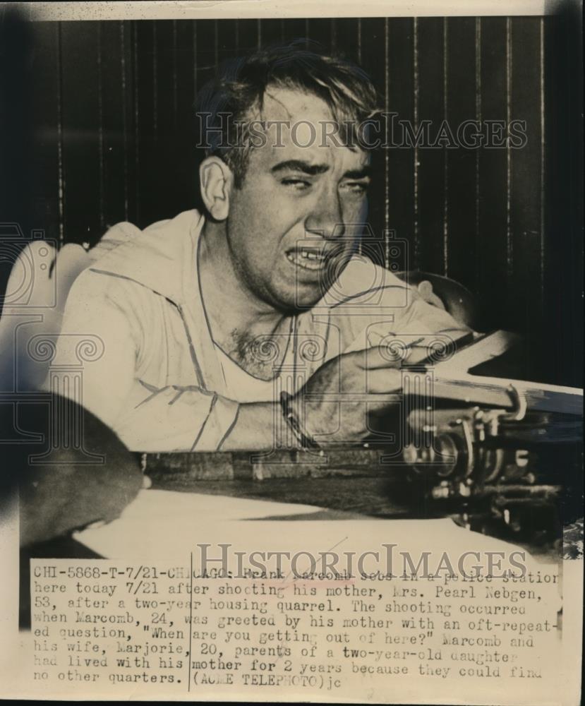 1949 Press Photo Frank Marcomb at Chicago Police held for shooting his mother - Historic Images