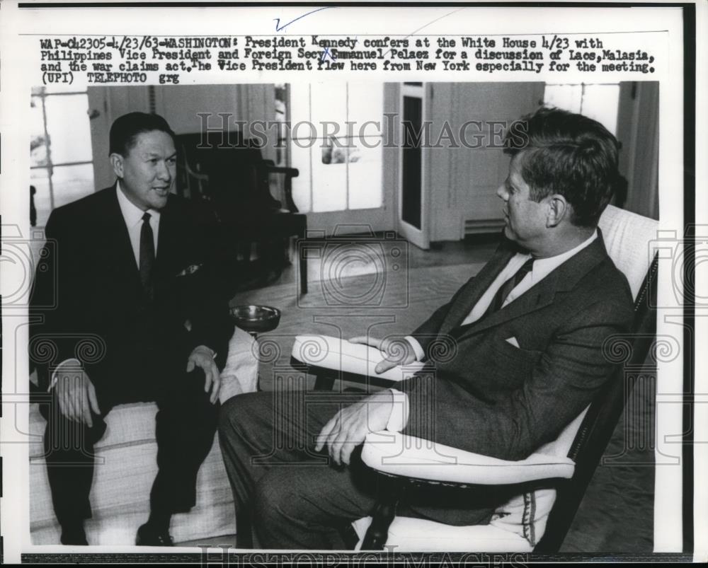 1963 Press Photo President Kennedy with Philippines Vice President E Palaez - Historic Images