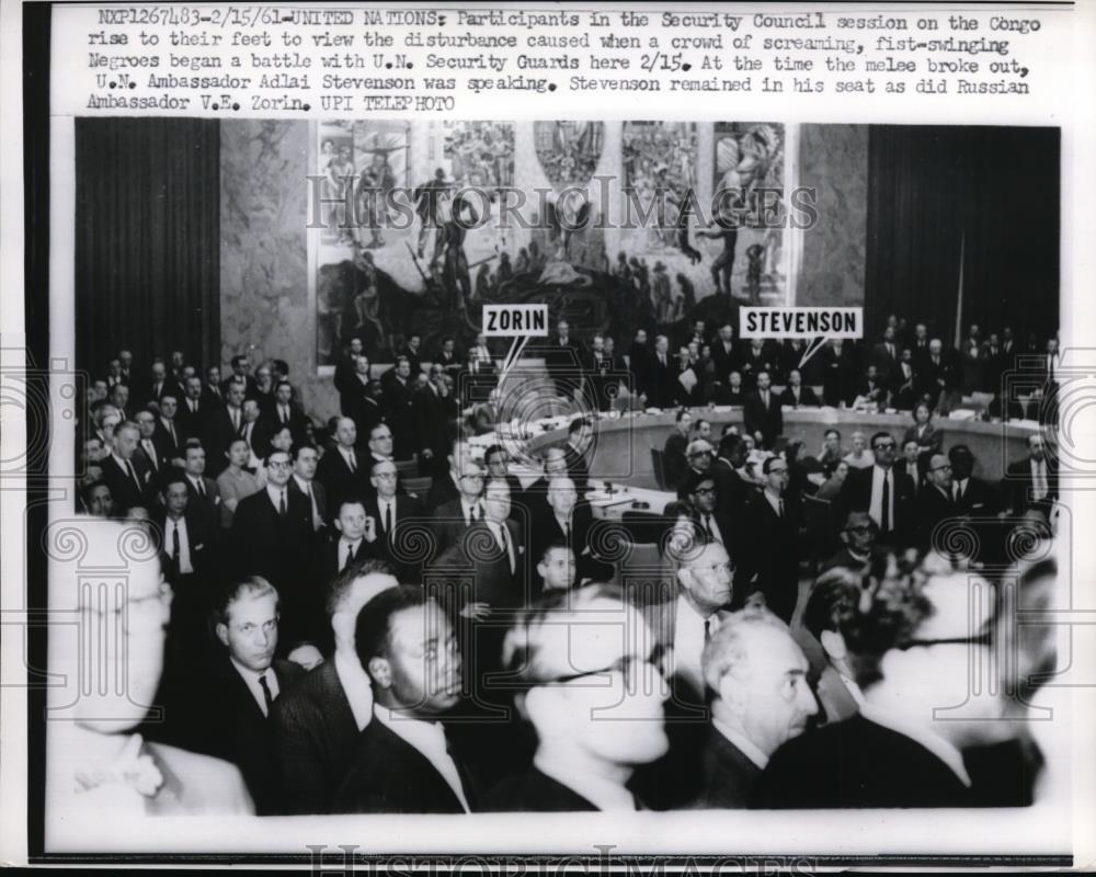 1961 Press Photo A melee erupts during the Congo session of the Security Council - Historic Images