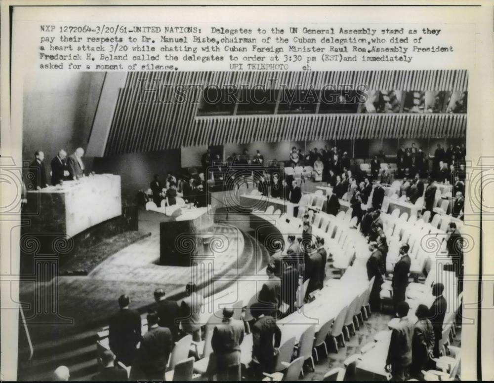 1961 Press Photo United Nations General Assembly Honors Dr. Manuel Bisbe - Historic Images