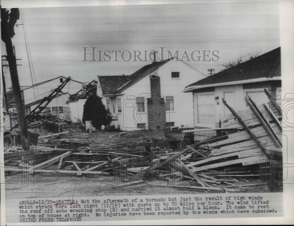 Press Photo Seattle- Aftermath of high winds that struck her last night. - Historic Images