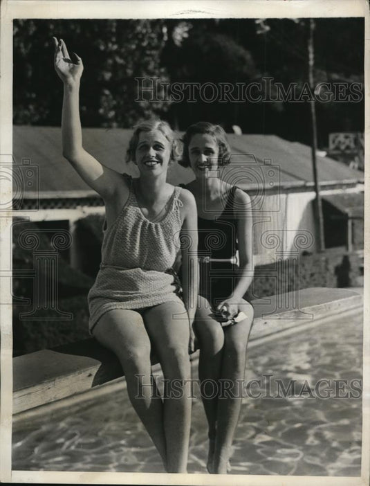 1932 Press Photo Mrs James Roosevelt & Mrs Curtis Dall in Warm Springs GA - Historic Images