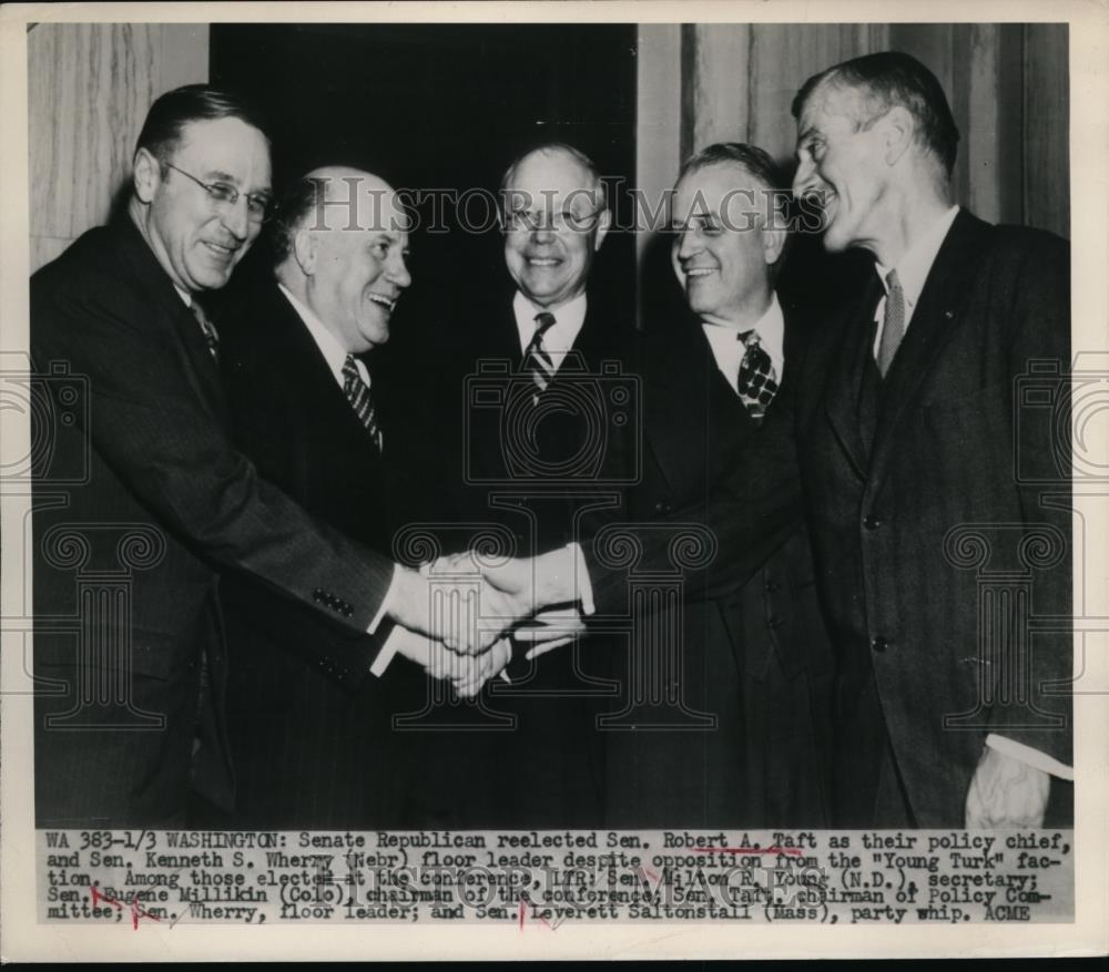 1949 Press Photo Robert Taft Reelected As Policy Chief For The Republic Senate - Historic Images