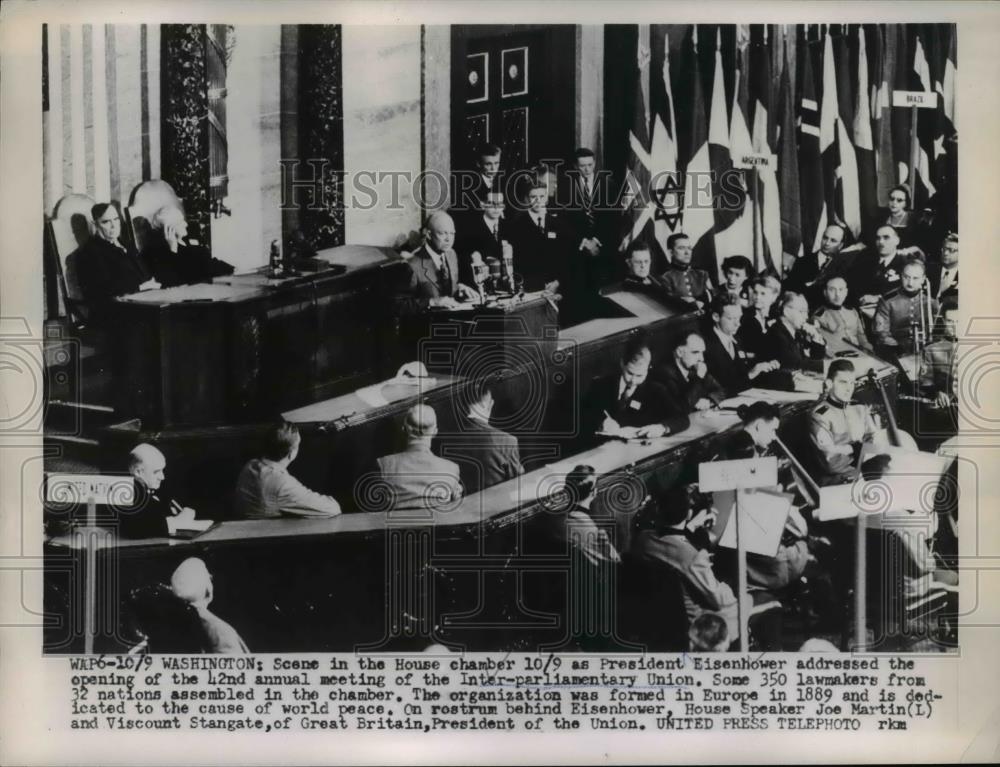 1953 Press Photo Pres. Dwight Eisenhower address at the House Chamber. - Historic Images