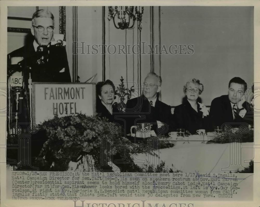 1952 Press Photo San Francisco David S Ingalls on speakers rostrum - Historic Images