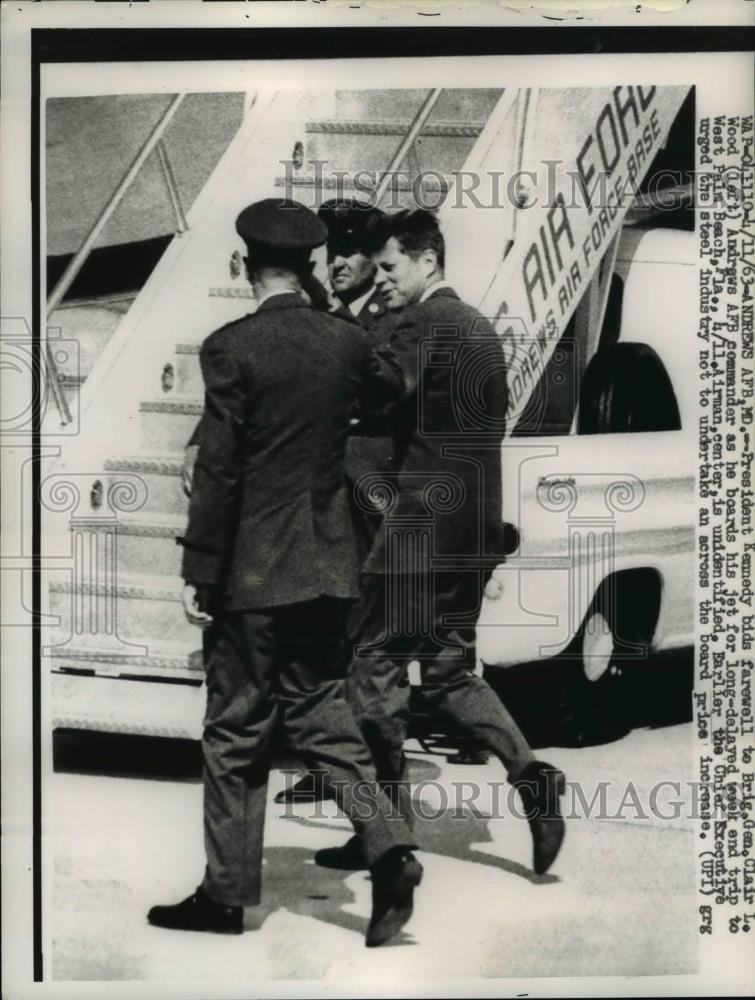 1963 Press Photo Andrews AFB President Kennedy bids farewell - Historic Images