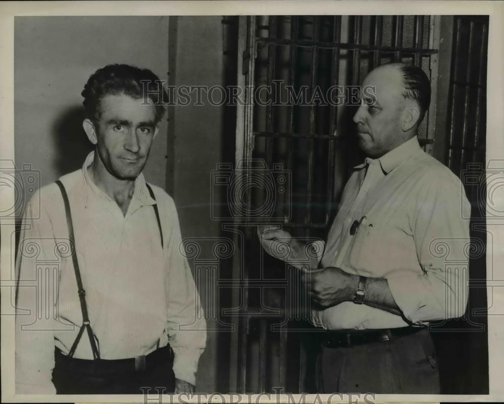 1937 Press Photo Johnnie Trotter Alias James Hancley, Sheriff C.W. Carpenter - Historic Images