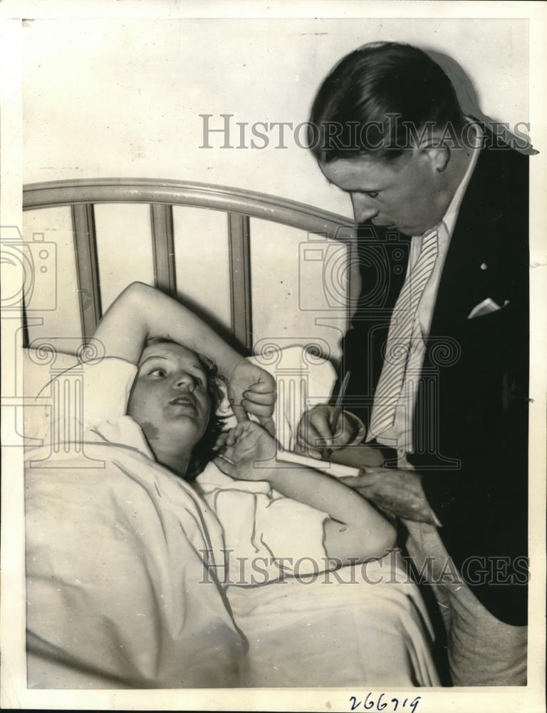 1934 Press Photo Mrs Elizabeth Johnson Questioned in Death Of Newborn Drowned - Historic Images