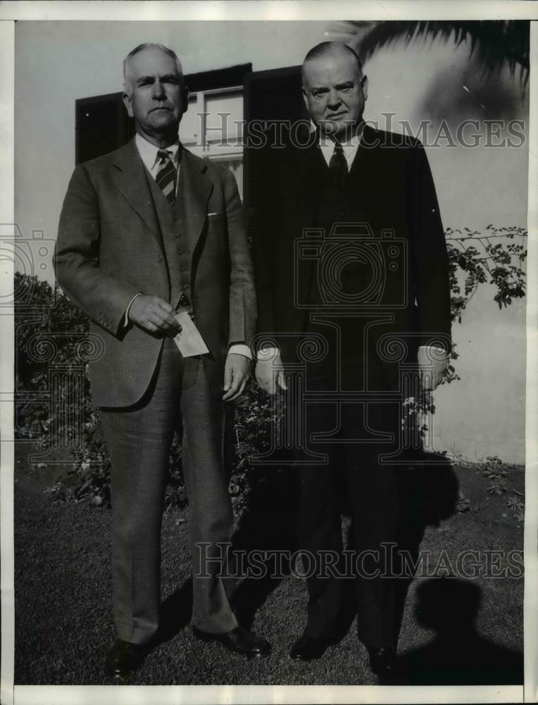 1936 Press Photo Former President Herbert Hoover with R W Shaw in Chandler Ariz. - Historic Images