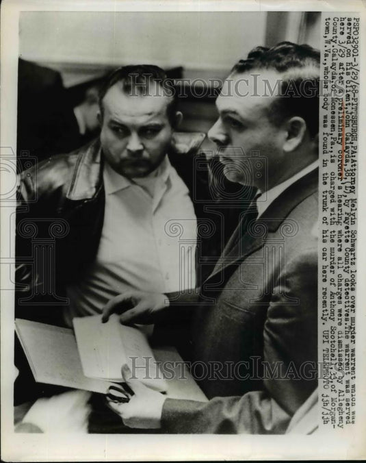 1968 Press Photo Melvin Schwartz & murder warrant for John Galayda - Historic Images