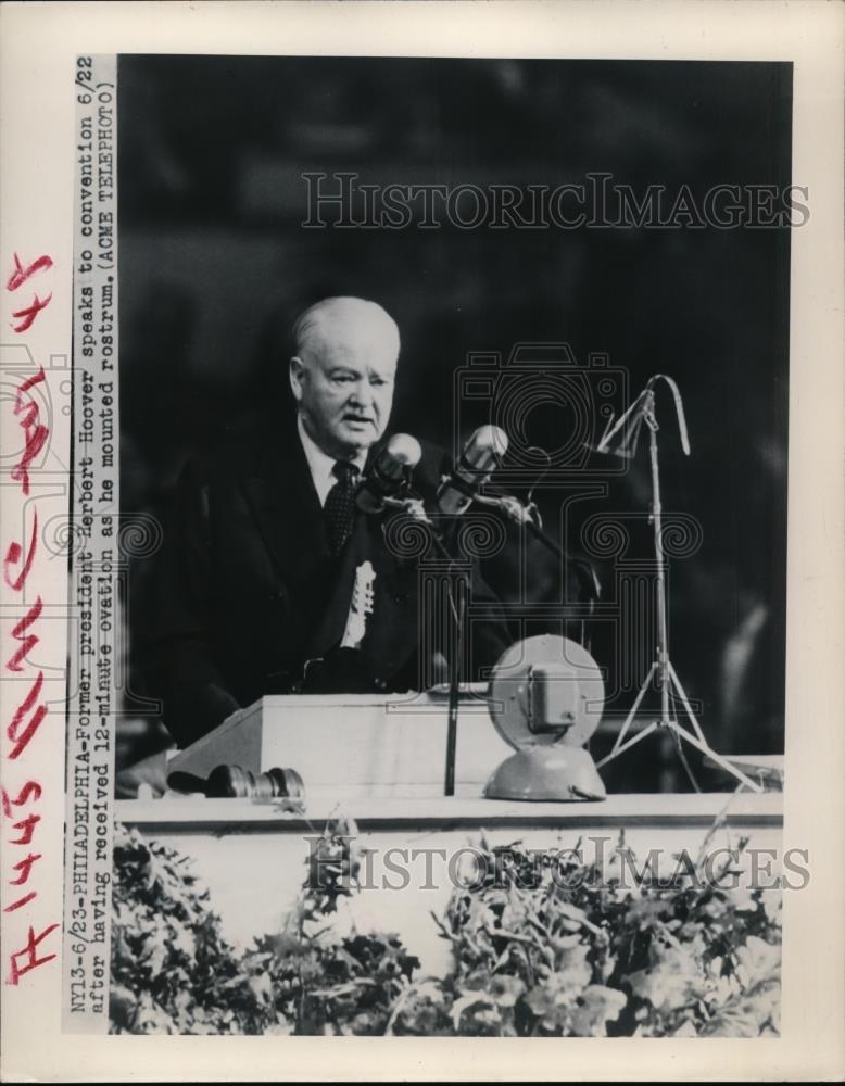 1948 Press Photo Former President Herbert Hoover Speaks at Convention - Historic Images