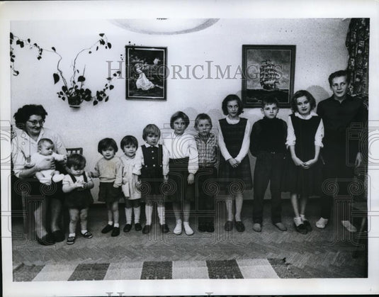 1959 Press Photo Mrs. Herman Fredriksson, Alf, Kaj, Ann-Lisa, Gull-Britt, - Historic Images