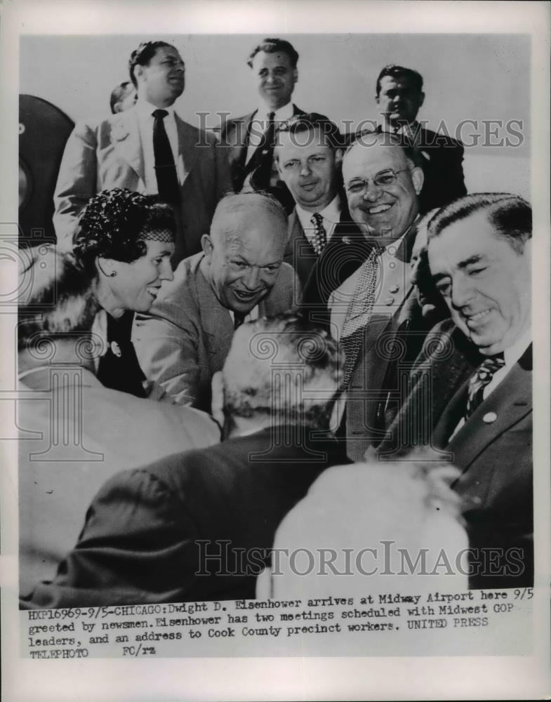 1952 Press Photo President Eisenhower In Chicago to address Midwest GOP - Historic Images