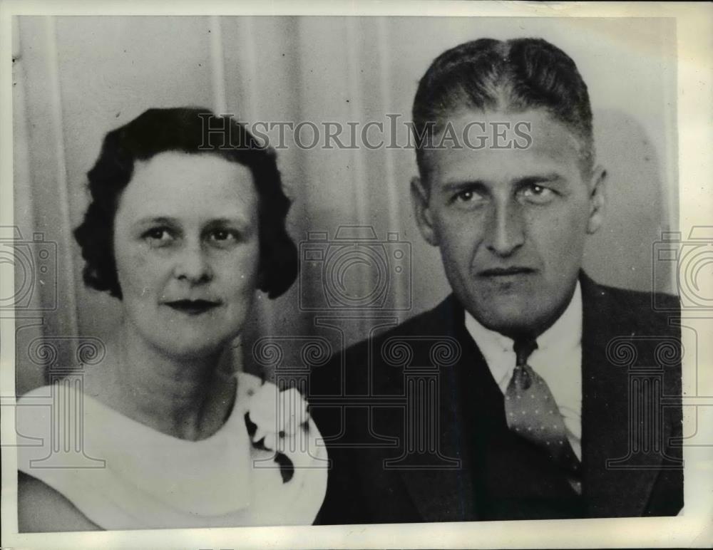 1934 Press Photo Dr &amp; Mrs HC Pitkin Sailing for Honolulu for Honeymoon - Historic Images