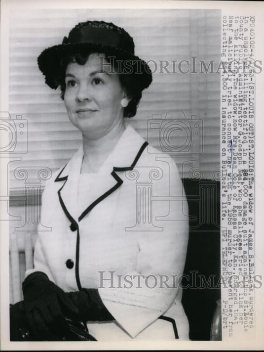 1963 Press Photo St Louis widow James Bullock was killed, suit against county - Historic Images