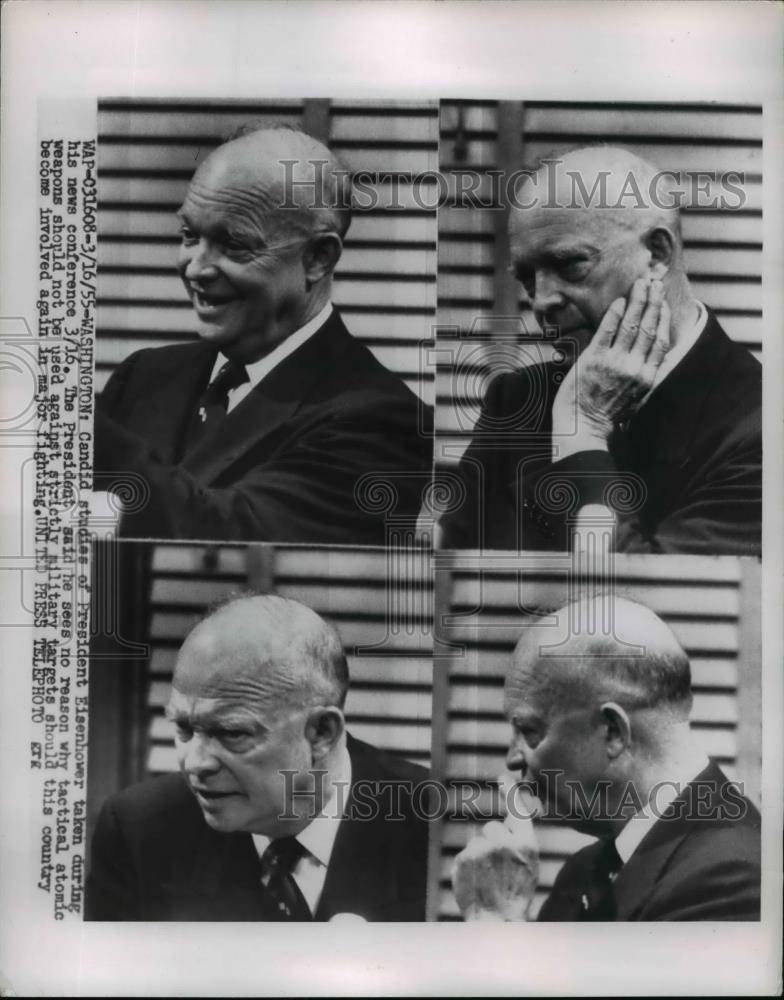 1955 Press Photo Candids of President Eisenhower atnews conference - Historic Images