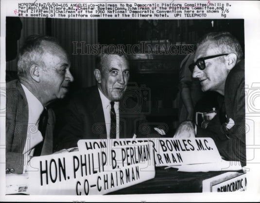 1960 Press Photo Chairman and co chairman of the National Democratic Convention - Historic Images