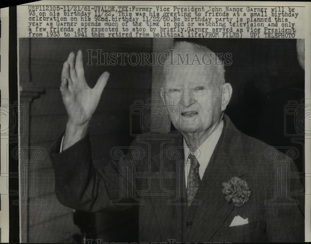 1961 Press Photo John Garner will celebrate his 93rd birthday - Historic Images