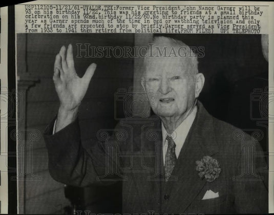 1961 Press Photo John Garner will celebrate his 93rd birthday - Historic Images