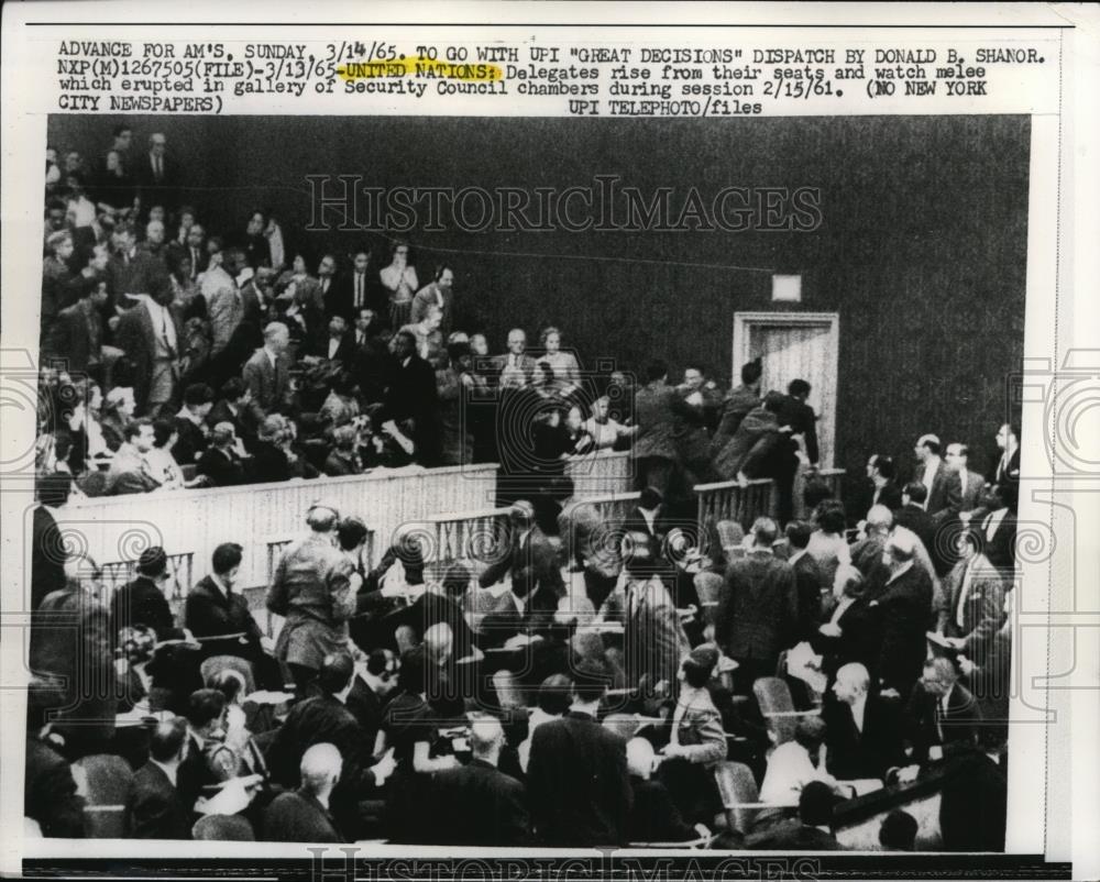 1965 Press Photo United Nations Delegates Security Council Chambers Session - Historic Images