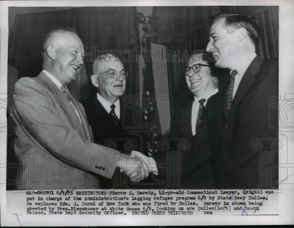 1955 Press Photo President Eisenhower & Pierre J Gerety CT attorney - nee80029 - Historic Images