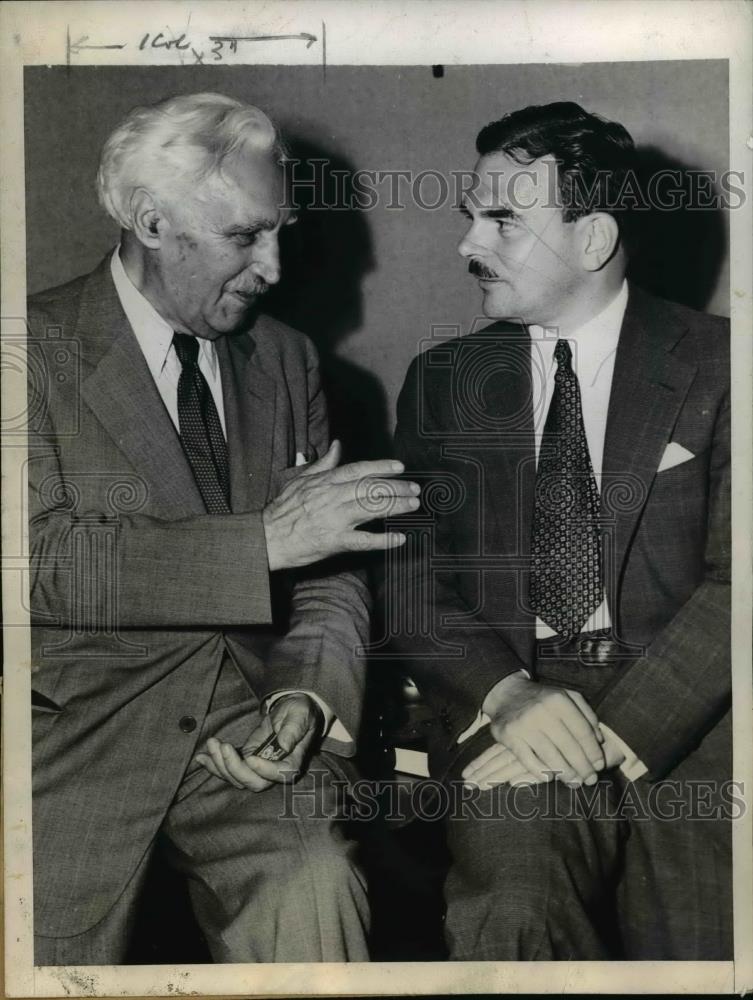 1944 Press Photo Rep. Charles A. Eaton, Gov. Thomas Dewey Confer in Albany NY - Historic Images