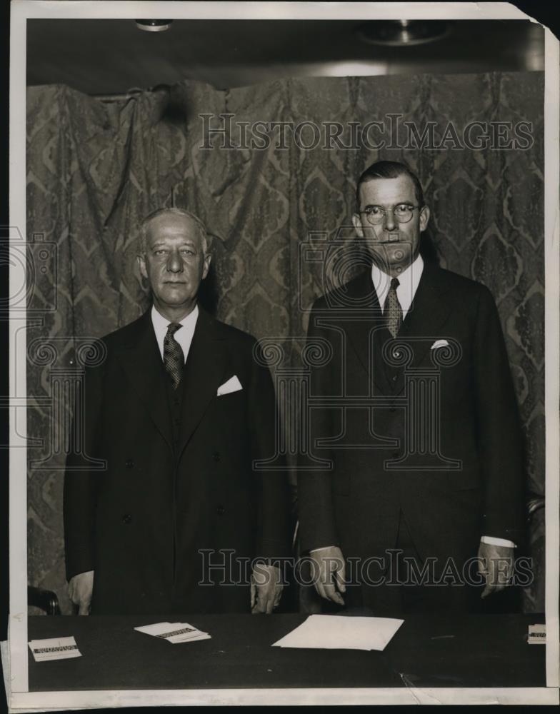 1935 Press Photo Former NY Governor Alfred Smith&amp; Charles E Hughes Jr - Historic Images