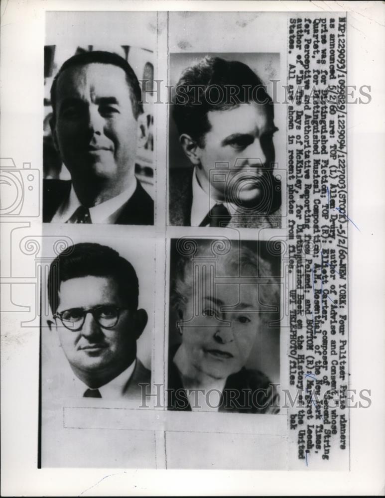 1960 Press Photo Pulitzer Prize winners Allen Drury, Elliott Carter,AM Rosenthal - Historic Images